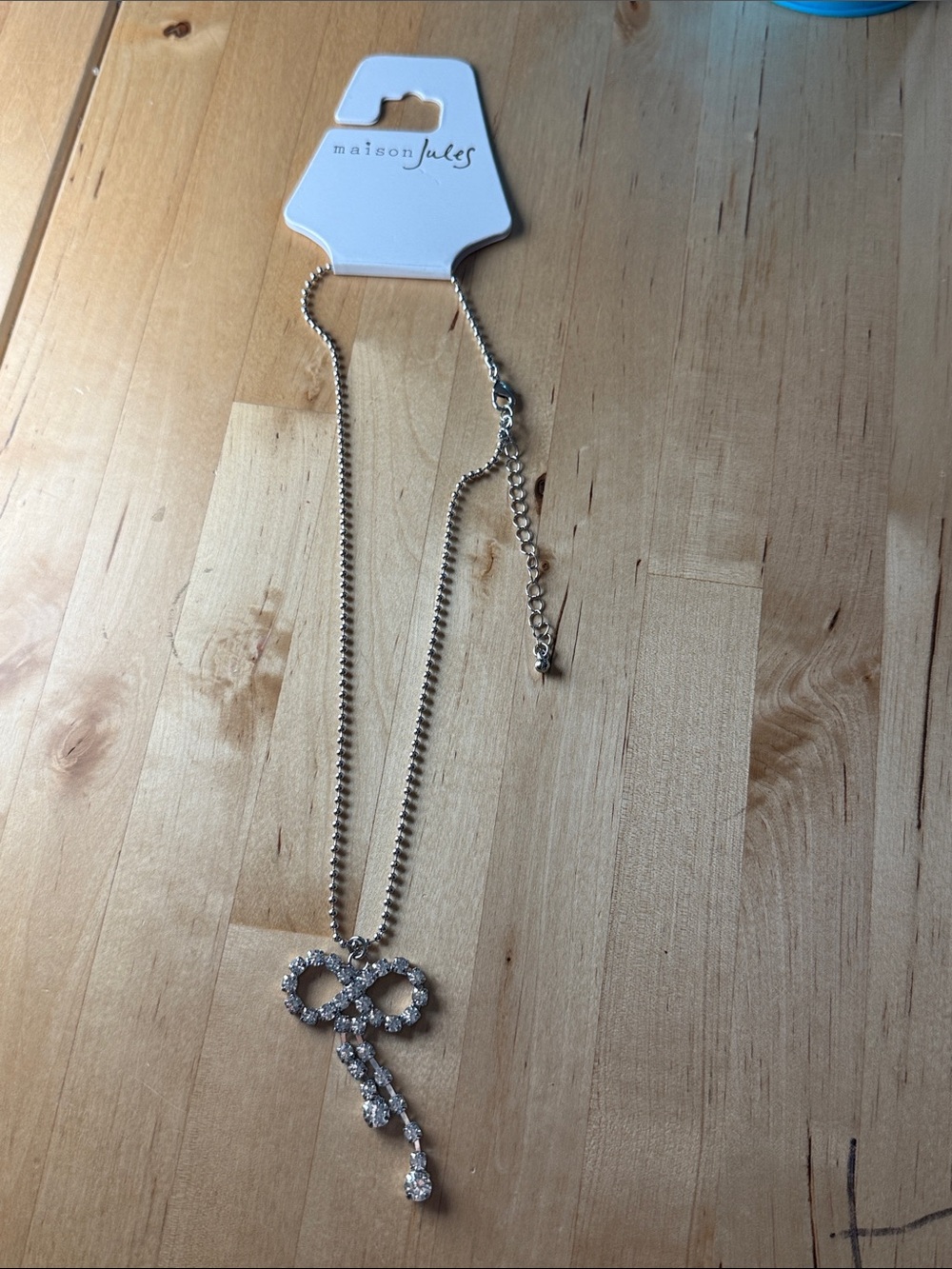maison jules Silver ToneCrystal Bow Pendant Necklace - Silver